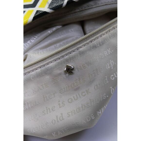 Kate Spade Womens Leather Open Geometric Print Front Zipped Tote Handbag Yellow - Picture 10 of 10